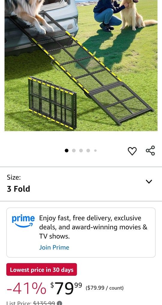 Dog Ramp for Car, 74"x20" Outdoor Portable Dog Ramps for Large Dogs with Reflective Strips, Non-Slip Surface Pet Ramp for Truck, RV, SUV (Support Up t