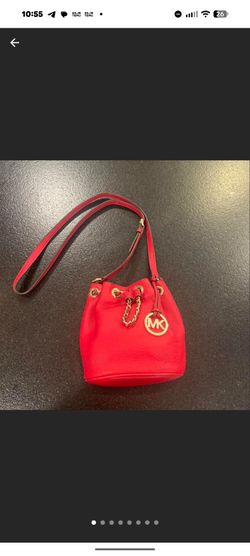 Michael Kors Red Leather Mini Bucket Bag