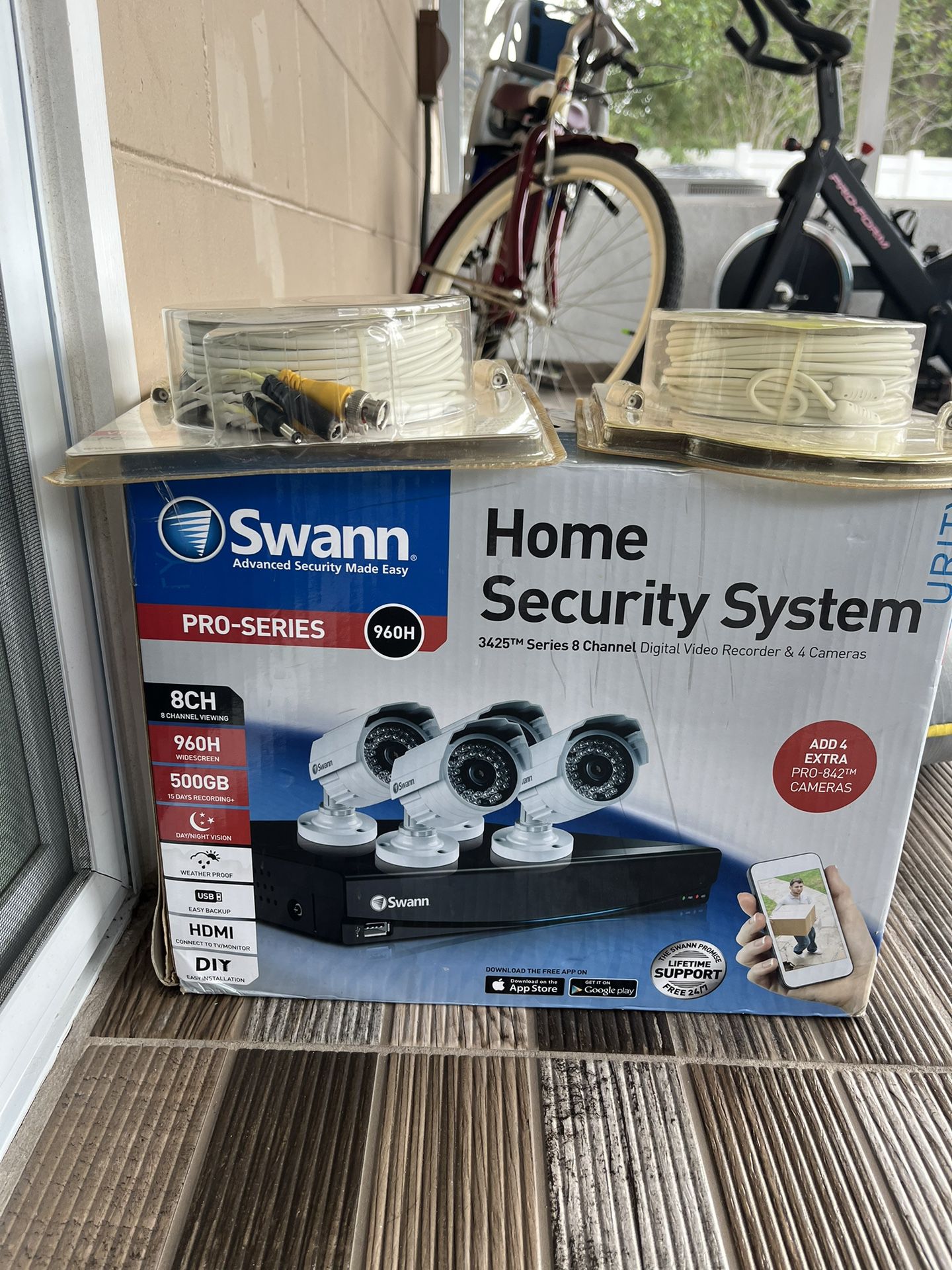 Home Security System And 2 BNC Extension Cables