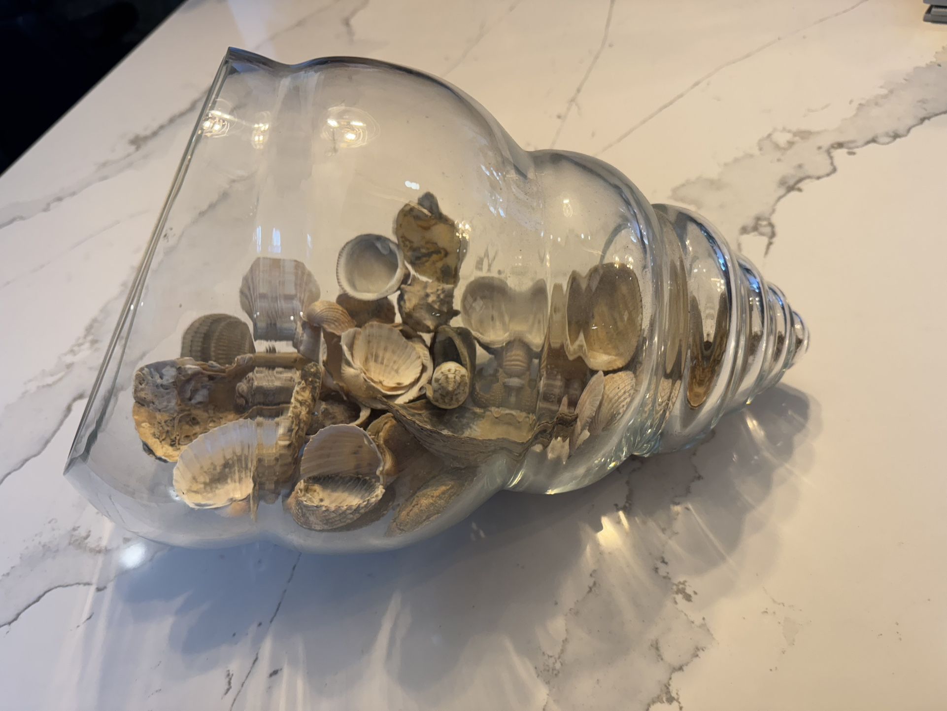 Large Shell Vase Sea shell Decor. Large Glass Shell Vase W/shells for Sale in Fullerton ...