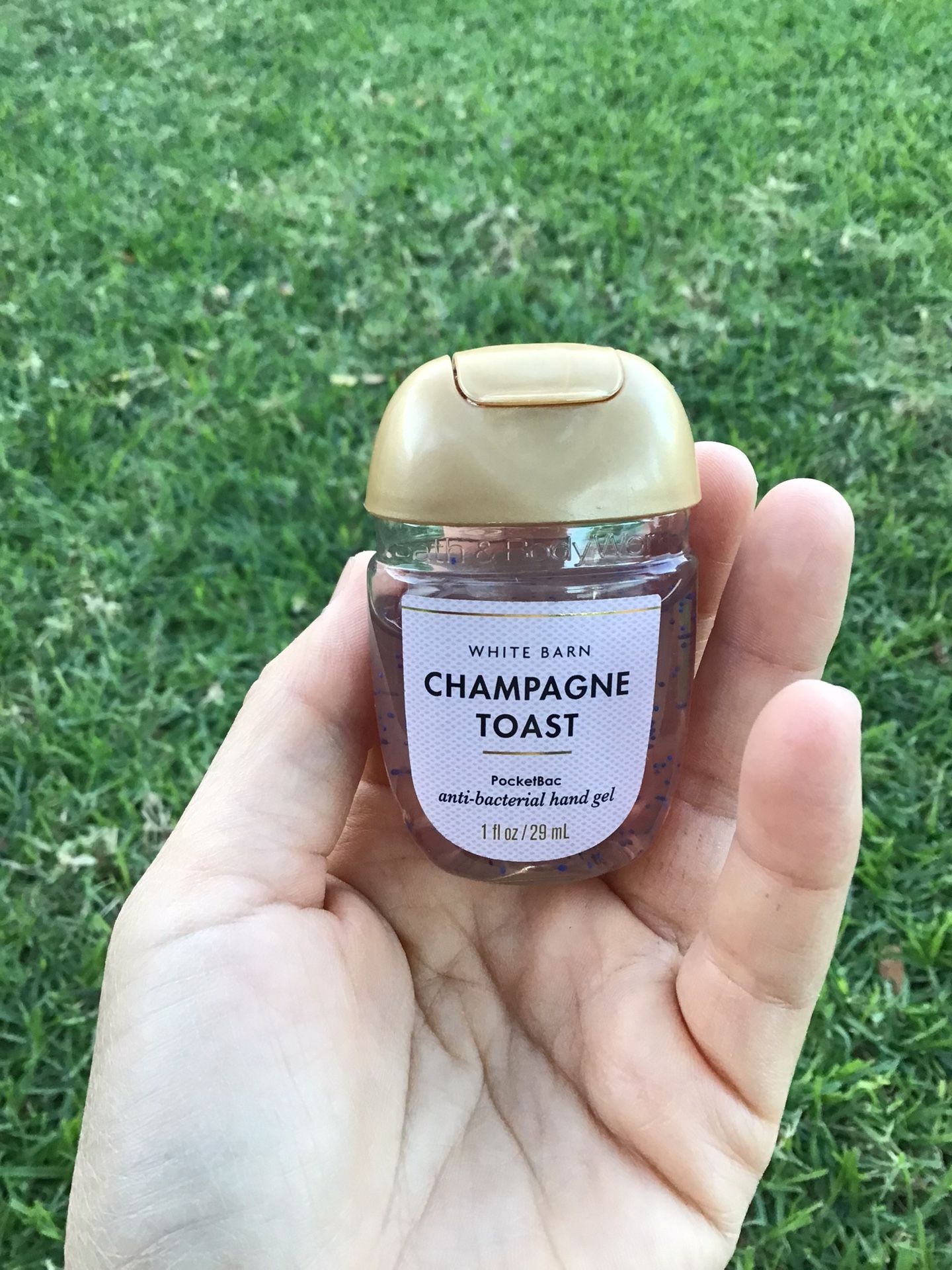 Free Champagne Toast Pocketbac Hand Sanitizer Anti-Bacterial Hand Gel White Barn Bath And Body Works