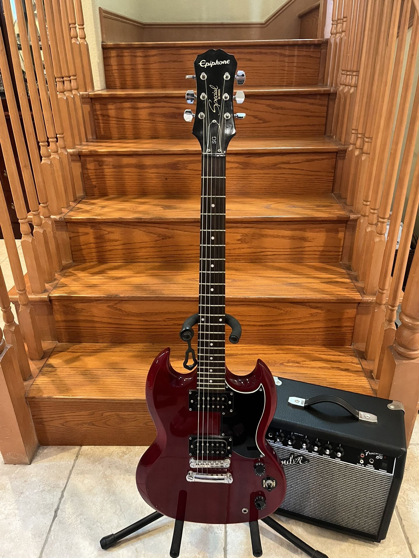 Epiphone SG Electric Guitar W/ Fender Amp