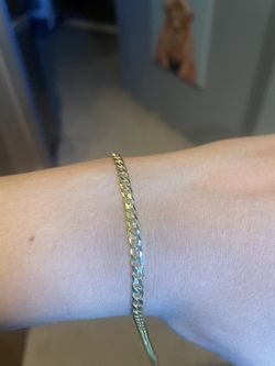 7” 3.6mm Gold Tone 925 Silver Cuban Bracelet