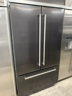 Kitchen aid built in fridge French door in dark stainless