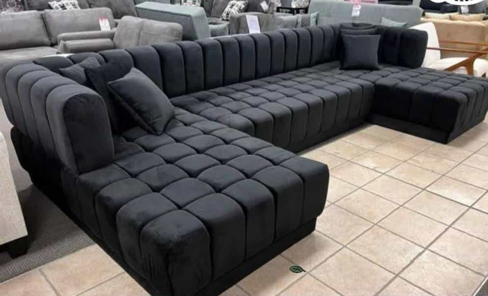 Ariana Black Velvet Double Chaise Sectional