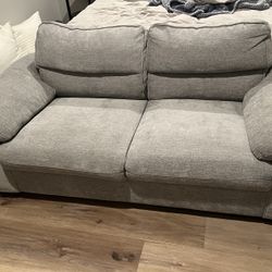  Modern Light Grey Chenille Loveseat – USB Port – 71.5