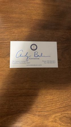 Andy Bashear Signed Business Card (Governor)
