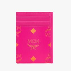 MCM Visetos Splash Pink Cardholder Wallet 