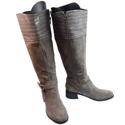 Marc Fisher suede knee-high boots size 7W taupe neutral riding style