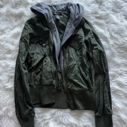green/grey hoodie jacket