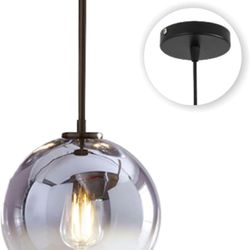 Silver Glass Globe Hanging Light