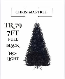 š7FT Black Artificial Christmas Tree, Hinged Branches, Halloween & Christmas (TR79)š