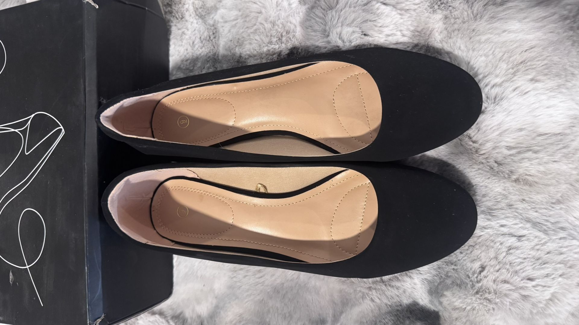 Women's Wedge Pumps Closed Toe Low Heel Dress Shoes Black Nubuck Size 9