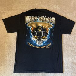 Retro United States Navy Chiefs Skeleton Dead Head Military T-Shirt Sz L