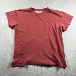The Great Cotton Distress Basic Crew Neck Women’s XS 00 Dusty Red T Shirt #4A