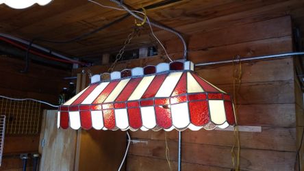 Vintage Stained Glass Billiards Lamp
