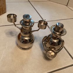 2 Piece Snowman Candle Holders 
