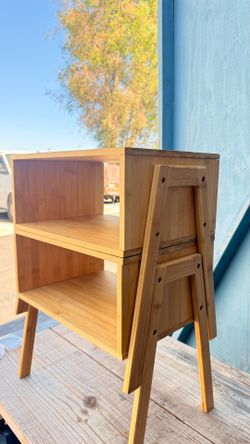 Set of 2 Bamboo Nightstands / End Tables – Modern Wood Side Tables