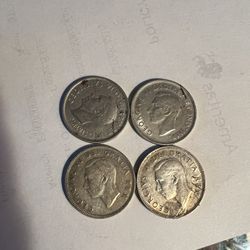 Set Of 4 Antique Canadian 25 Cent Pieces