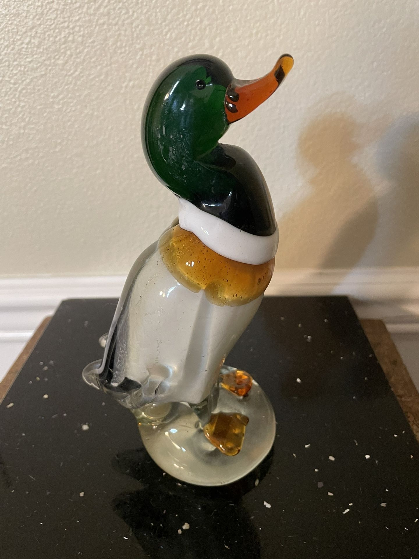 Art Glass Duck Figurine Mallard Duck 8”T