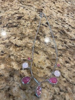 Maroon/pink silver necklace