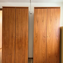 Mid Century Modern Wood Wardrobe / Storage Cabinet (32” W) – Clean & Stylish