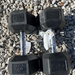 50 LB Rubber Hex Dumbbell Pair