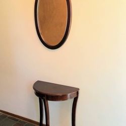 Cherry Wood Entry Table Console Mirror