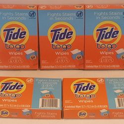 
(5) Tide To Go Wipes Instant Stain Remover 6 Individual Wipes
