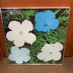 Original Andy Warhol Blue Flowers Poster 24” X 24” French Print