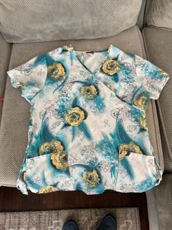 Floral Print Medical Scrub Top