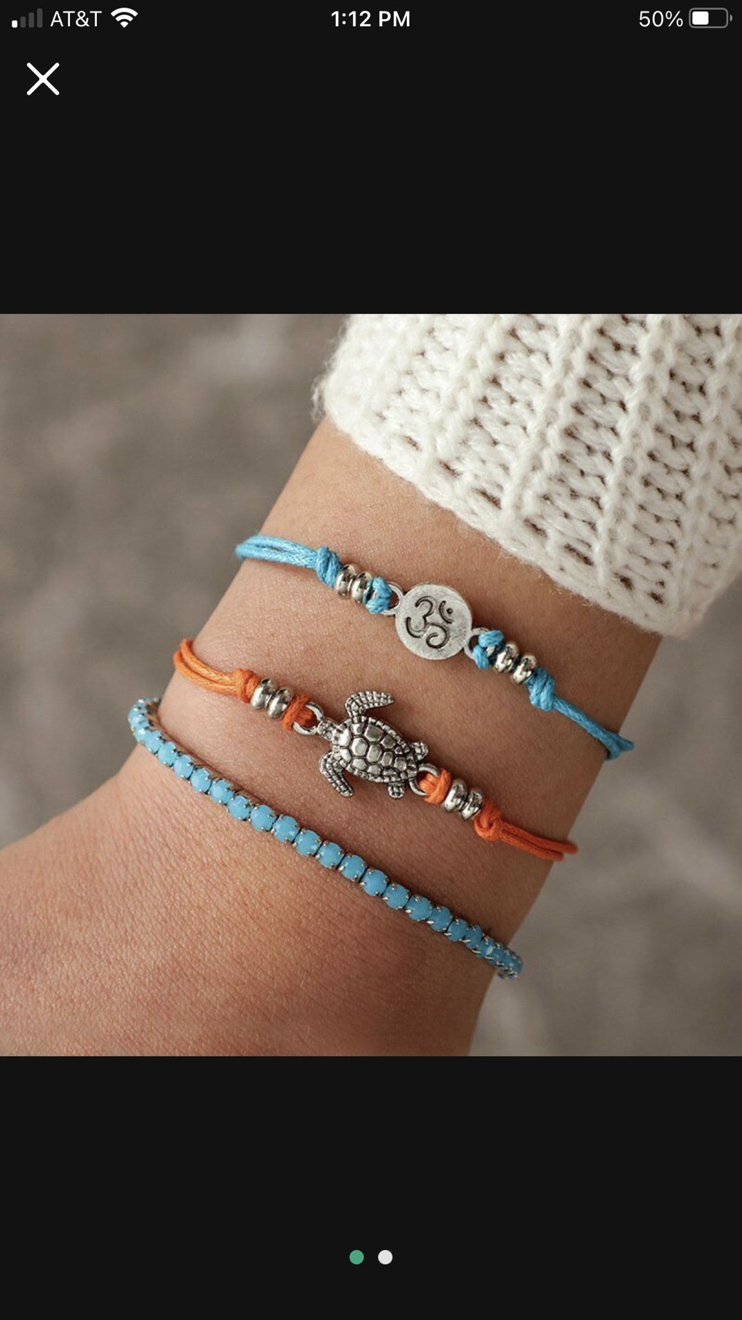 *SALE PRICE* * Rope 3 PC TURTLE CHAKRA OM Bracelet / Anklet Set *See My Other 90 Items*