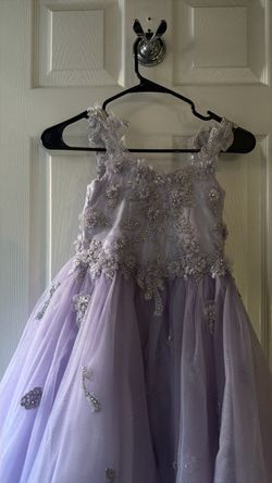 Girls Lavender Floral Beaded Pageant Gown