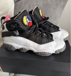 Nike Air Jordan 6 Rings GS "Grind Rubber" White Black 5Y DV3178-100 - Like New