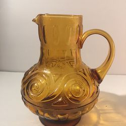 Vintage Italian Amber Glass Pitcher 9" tall