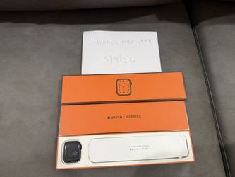 Apple Watch Series 7 Hermes 45mm Space Black Stainless Steel w/ Noir Single Tour