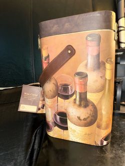 Decorative Wine Bottle Carrier with Leather Handle