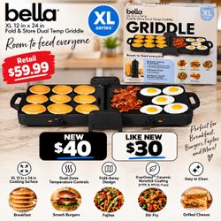 Bella XL Fold & Store Dual Temp Griddle