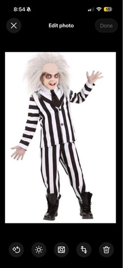 Kids Beetlejuice Costume Black White Striped Horror Suit Halloween size 4T new seal bag