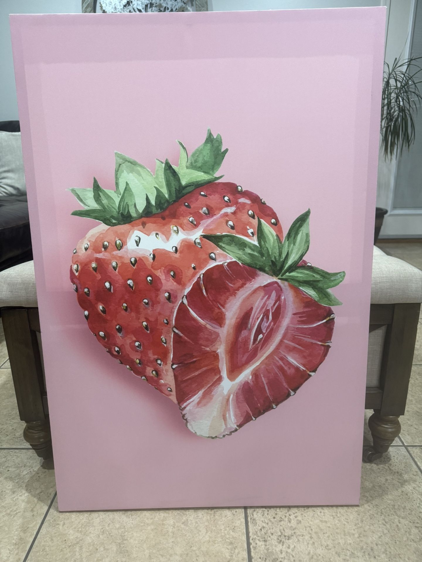 Beautiful Large Strawberry 🍓 Canvas Painting