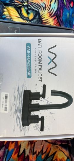 VXV 4 Inch Low Arc Matte Black Two Handles Bathroom Faucet with Pop-up Drain AMH-FB4213MB
