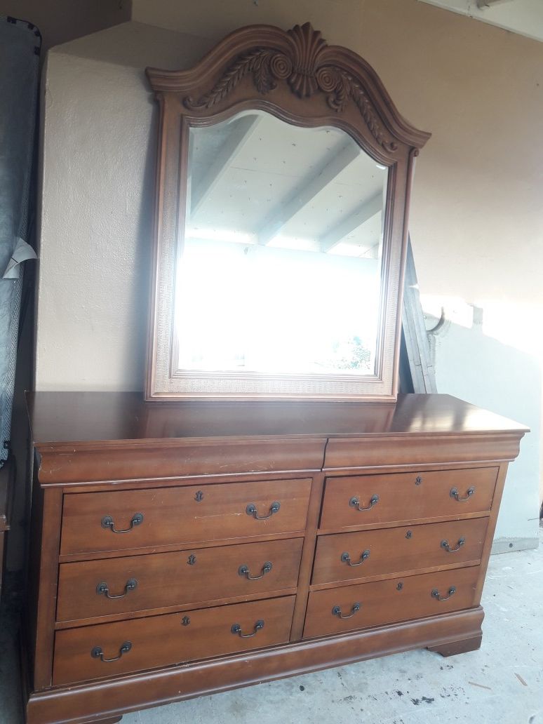 Antique dresser and mirror