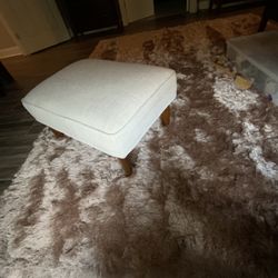 Woven Gray-Beige Tweed Fabric Ottoman