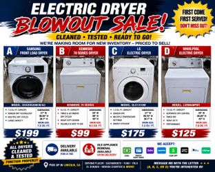ELECTRIC DRYER BLOWOUT SALE
