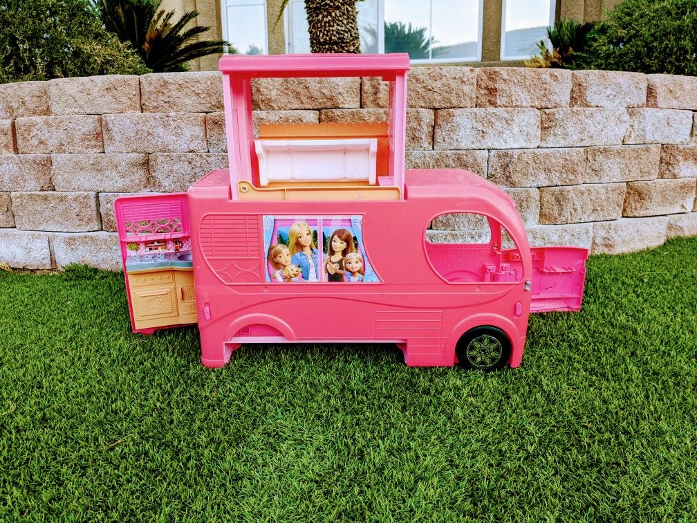 Barbie Girls Dream Camper Van RV Motor Home 2nd Story NO Pool Toy Play Set USED