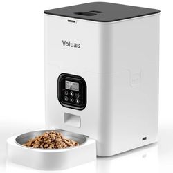 VOLUAS Automatic Cat Feeders - Timed Pet Feeder for Cats and Dogs with Dry Food Dispenser, Desiccant Bag, Programmable Portion Control, 4 Daily Meals,