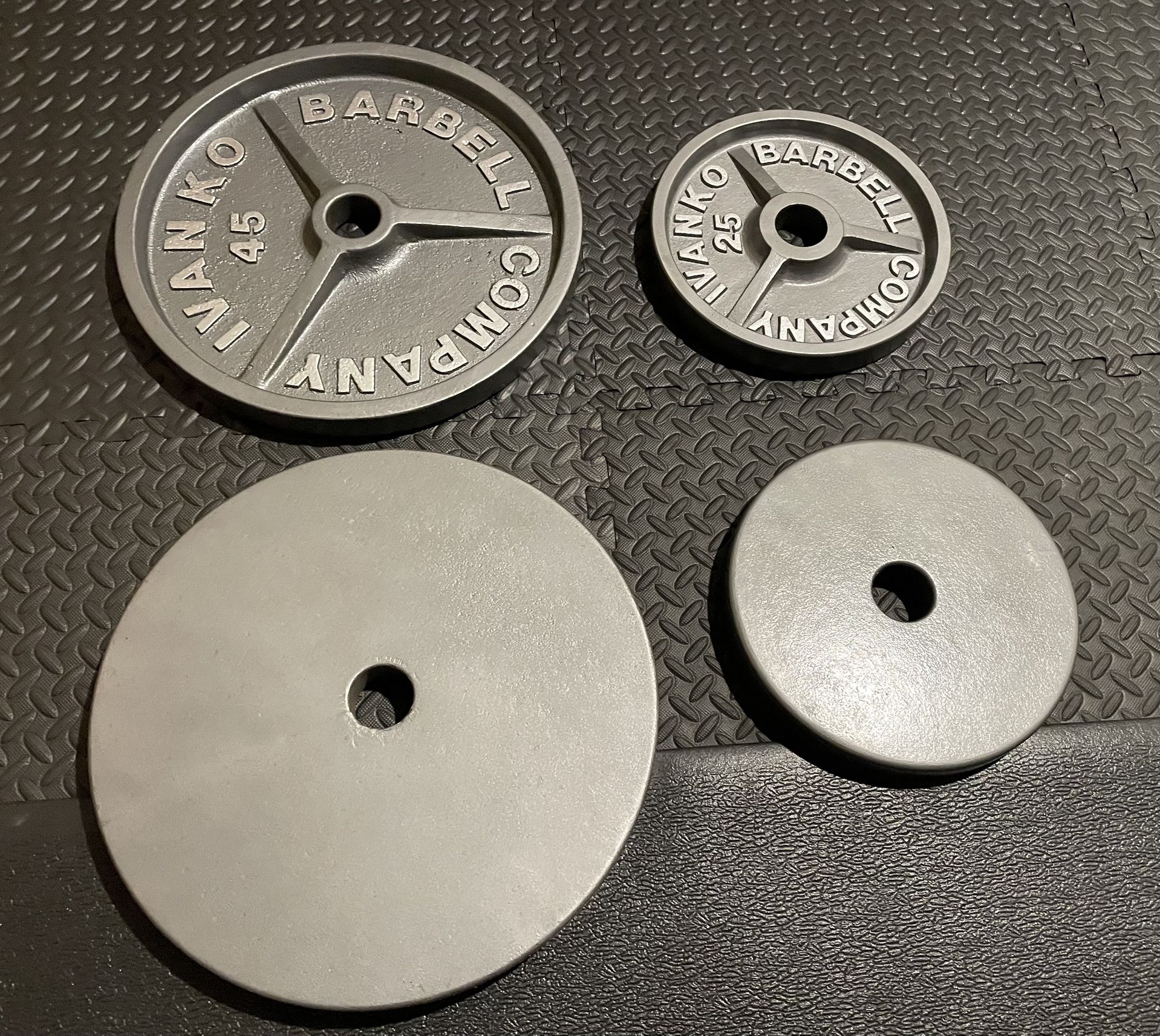  IVANKOS Weight Plates, Olympic/Reconditioned. 45s and 25s    Yes you can buy it by Pair: Pair of 45s.  for $ 167 Pair of 25s.  for $ 95