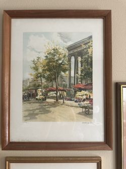 Framed Signed And Numbered Watercolor Paris France