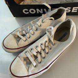 White Canvas Converse Men Size 7 Women Size 9 Unisex Women’s