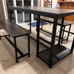 3 Piece Kitchen Table w/ Wine and Glass Holder